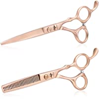 Los mejores  - Juego de 2 tijeras de peluquería de 6 pulgadas- juego de tijeras de adelgazamiento para cortar el cabello- juego de…